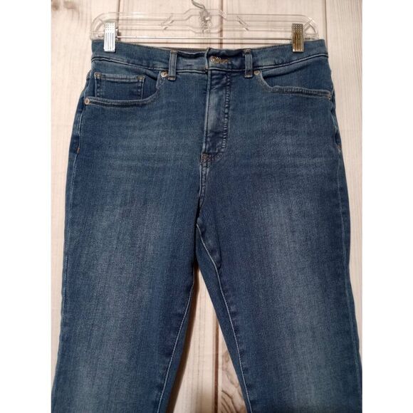 Express Jeans Ladies 6 Skinny High Rise Dark Wash 4 Way Stretch - Picture 3 of 8